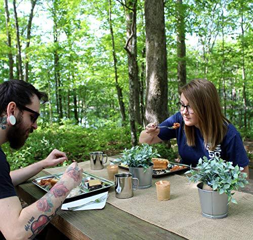 Darware Cafeteria Mess Trays (2-Pack); Stainless Steel 15 in. x 11 in. Rectangular 6-Compartment Divided Plates / Cafeteria Food Trays