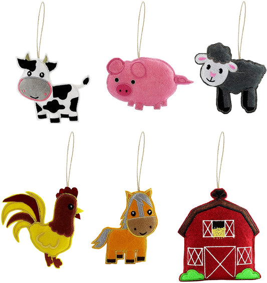 Plush Animal Christmas Ornaments (Set of 6)