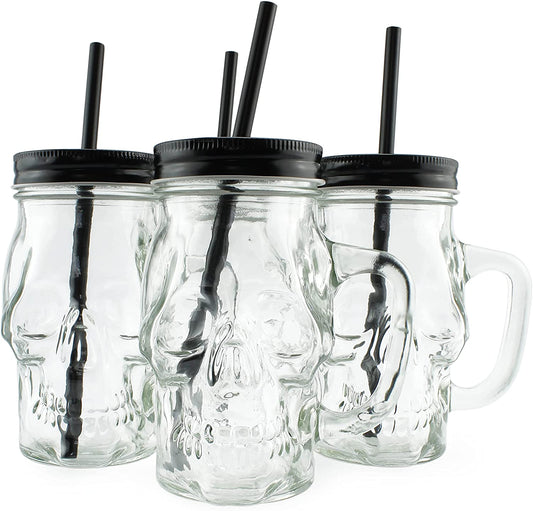 Skull Mason Jar Mugs (Set of 4)