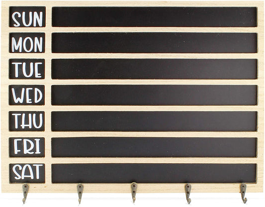 Weekly Chalkboard Calendar with Hooks and Chalkboard Marker