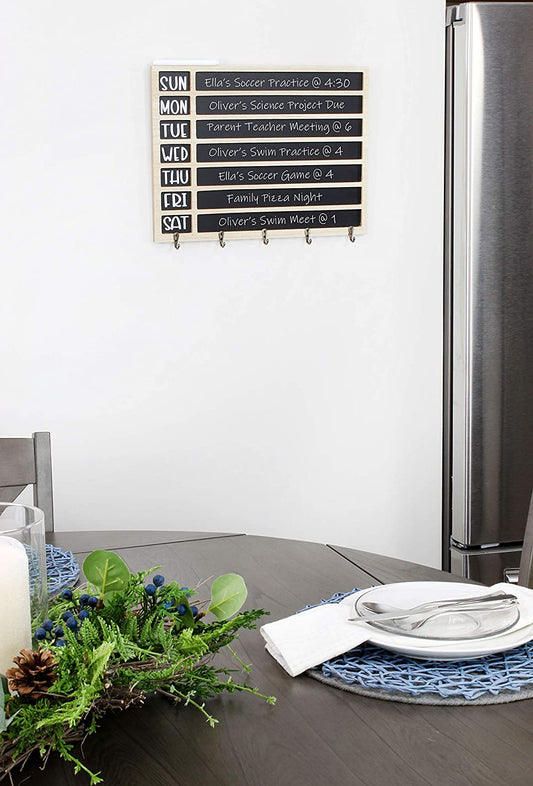 Weekly Chalkboard Calendar with Hooks and Chalkboard Marker