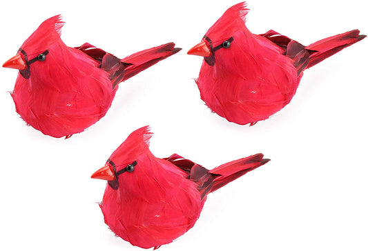 Large Red Cardinals with Clip (3-Pack)