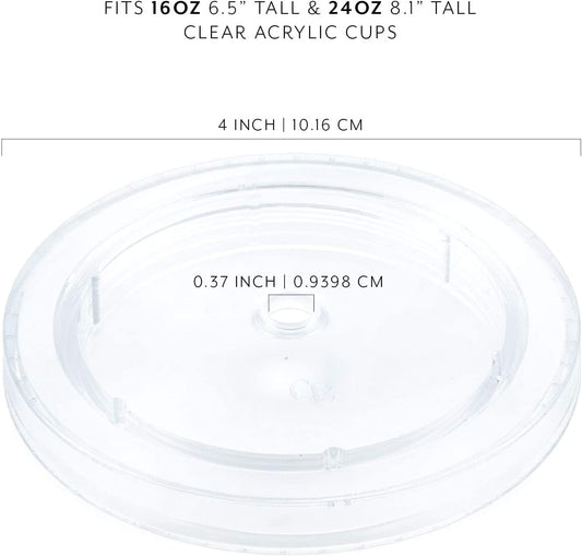 Replacement Lids for Acrylic Tumblers (6-Pack); Fits 3.75 Inch Wide Mouth Travel Cups