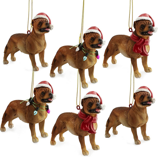 Pitbull Dog Christmas Ornament (Set of 6)
