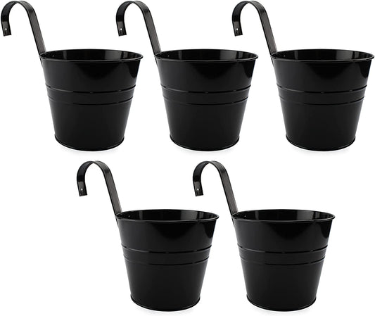 Hanging Flower Pots (Black, 5-Pack)