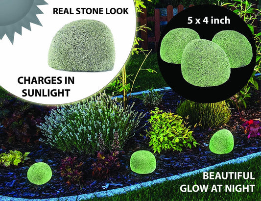 Large Garden Glow Rocks (Set of 3)