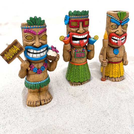 Solar Garden Tiki Statues (Set of 3)