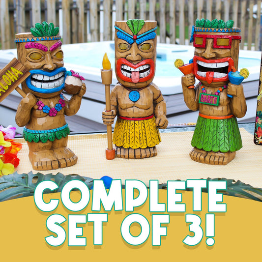 Solar Garden Tiki Statues (Set of 3)