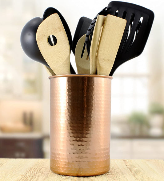 Copper Coated Kitchen Utensil Holder / 7-Inch Tool Caddy