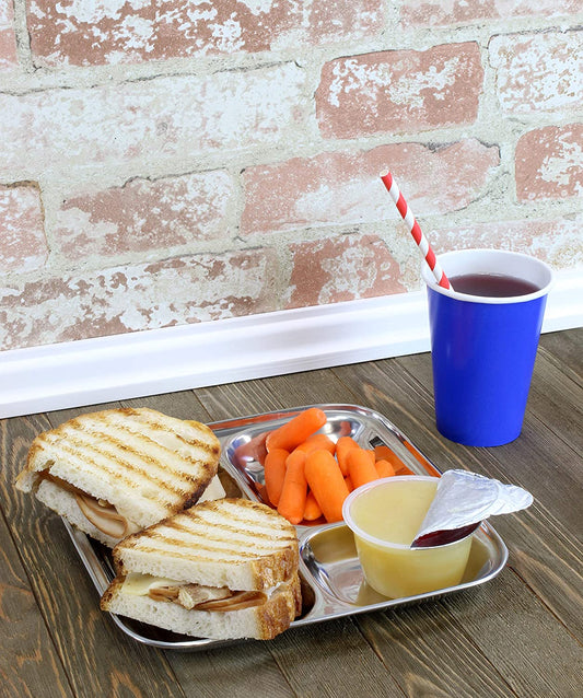 Stainless Steel Divided Plates/Compartment Trays (4-Pack)