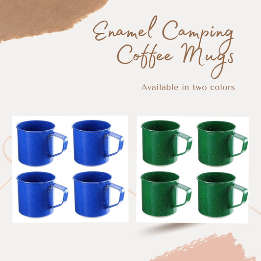 Enamel Camping Coffee Mugs (Set of 4, 16oz)
