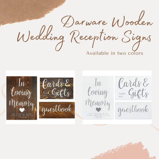 Wooden Wedding Reception Signs (Set of 3)